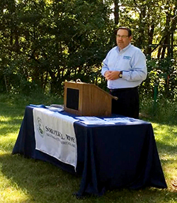 DRBC Exec. Dir. Steve Tambini gives remarks at the 2017 SRRF grant announcements. Photo courtesy of the Schuylkill River Heritage Area.