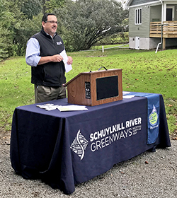 DRBC Executive Director Steve Tambini gives remarks at the 2018 SRRF grant announcement. Photo by DRBC.