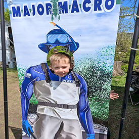 DRBC's Major Macro is always popular at events. Kids (and adults) can get their picture taken as an Aquatic Biologist Superhero! Photo by the DRBC.