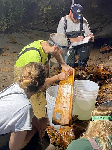 Fish are identified and measured. Photo by DRBC.