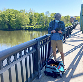 The water quality probe is connected to a tablet, where staff can read and save the data real-time. Photo by DRBC.