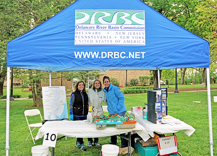 (From L to R) DRBC's Denise McHugh, Donna Woolf, and Kate Schmidt are ready for the students to arrive to HydroMania 2019. Photo courtesy of Trissina Trusdell, Lehigh Valley Water Suppliers.