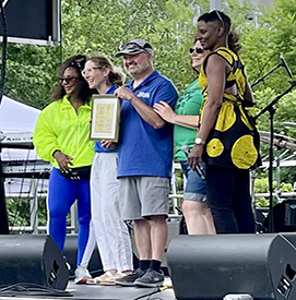 DRBC staff accepts the "Shirley Chisholm" award in recognition of our sponsorship of the event. Photo by the DRBC.