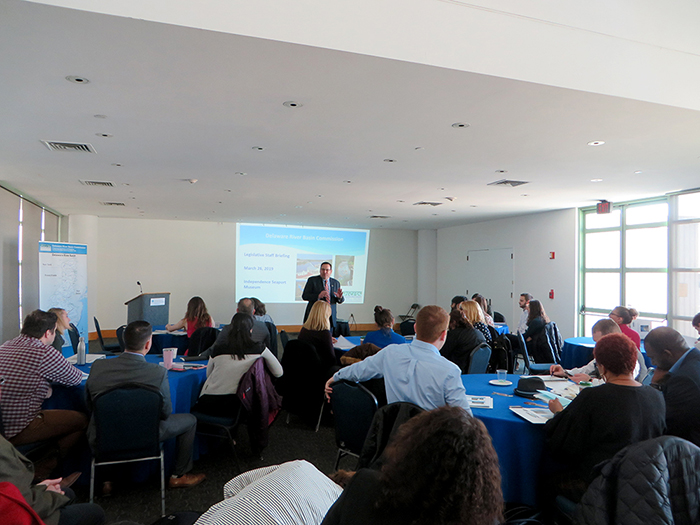 DRBC Executive Director Steve Tambini welcomes everyone to the briefing and thanks them for taking time of of their day to learn about the DRBC. Photo by DRBC.