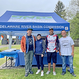 DRBC staff poses with members of the Brooklyn Fishing Club. Photo by the DRBC.