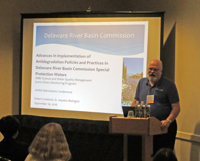 DRBC's Bob Limbeck presents at the 2016 Mid-Atlantic AWRA Conference. Photo by DRBC.