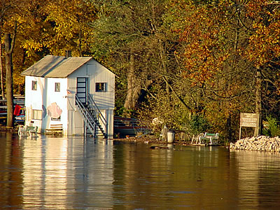 Close-up view of Lewis Island along the Delaware River in Lambertville, N.J. (4:35 p.m. on Oct. 30, 2003). This photo was taken from the Lambertville-New Hope, Pa. Bridge.