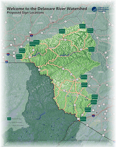 Map of proposed sign locations in N.Y. Map courtesy of CDRW.