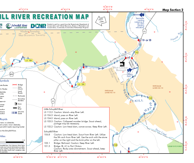 Excerpt from Schuylkill River Recreation Map.