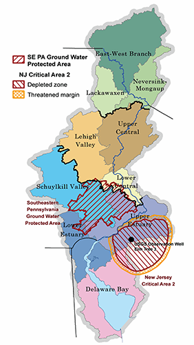 Map of SEPA-GWPA & NJ Cristical Area 2 in the DRB.