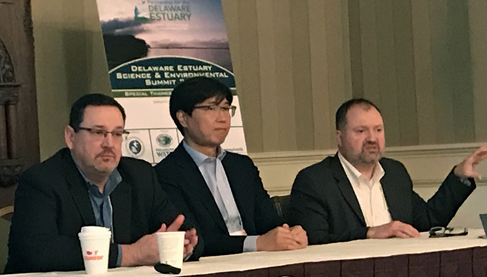(From L to R) DRBC's Steve Tambini, Namsoo Suk, and John Yagecic take questions after their session on DRBC Water Quality Management. Photo by DRBC.