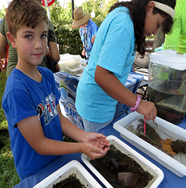 Kids enjoyed the opportunity to be able to find creatures in the trays and hold them for a closer look! Photo by the DRBC.