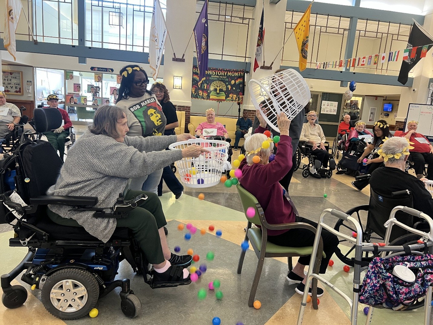 Veterans participating in olympic style games