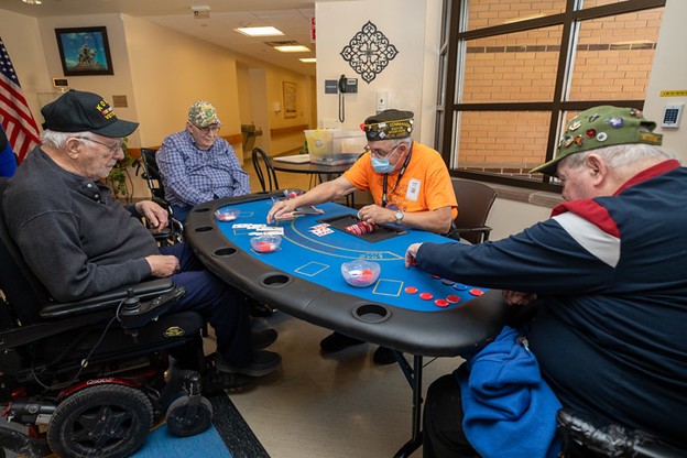 Veterans playing blackjack