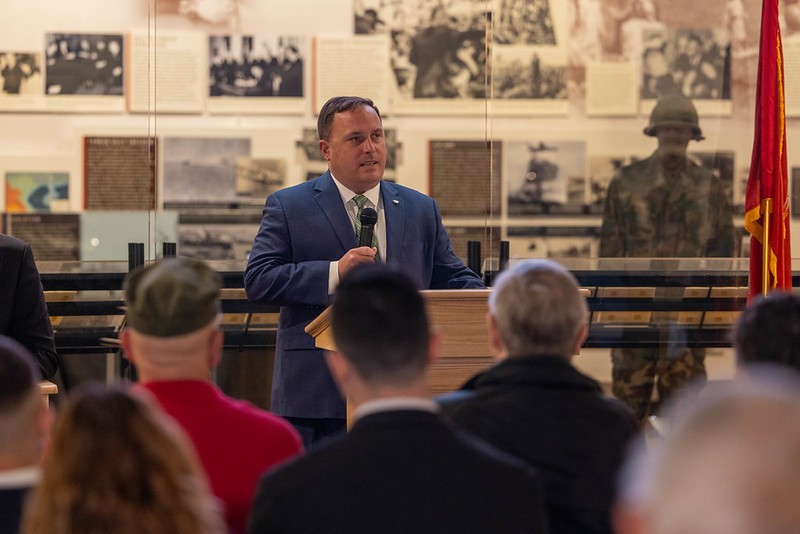 Commissioner Vincent Solomeno presents the proclamation as part of the ceremony recognizing May 7, 2026 as New Jersey Vietnam Veterans’ Remembrance Day.