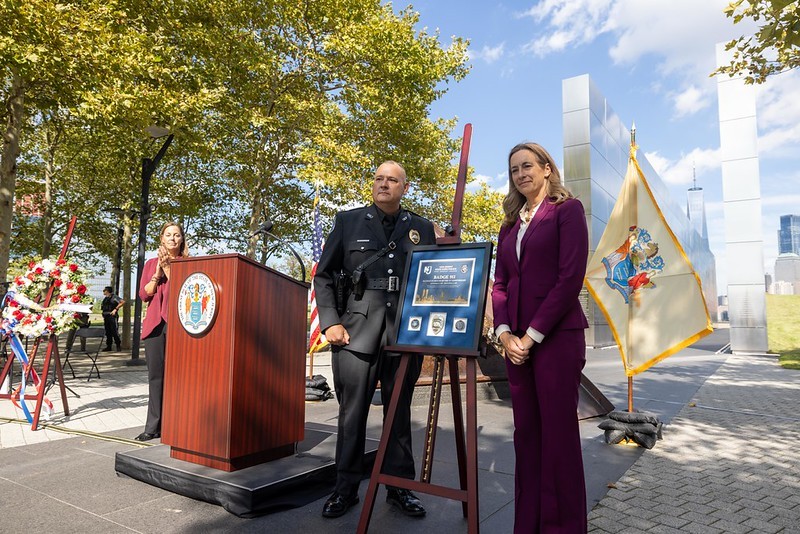 State Park Police Chief George Fedorczyk, along with Governor Mikie Sherrill, officially retired New Jersey State Park Police Badge No. 911
