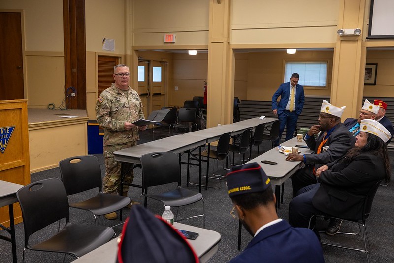 U.S. Army Brigadier General Arthur C. Roscoe, Jr., speaking to Veteran Service Organization leaders at the National Guard Training Center in Sea Girt.