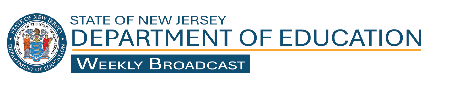 New Jersey Department of Education Weekly Broadcast and department seal