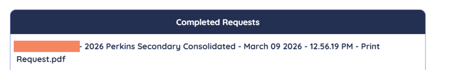Screenshot: Completed requests. Filename and date with time.