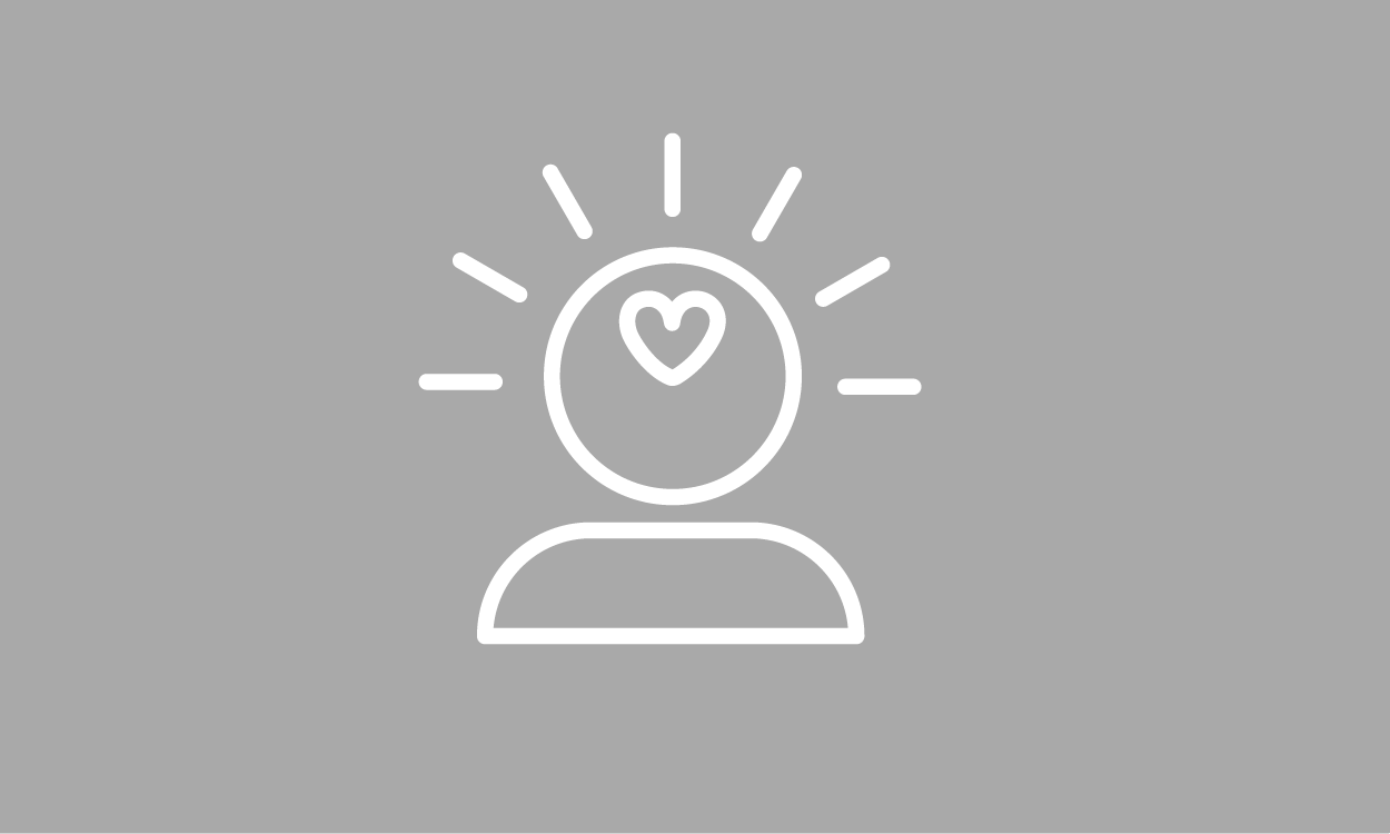 outline of person with drawing of a heart in their head