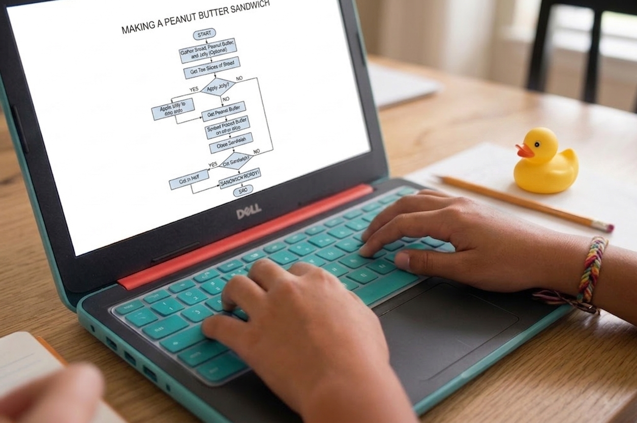 Flow Chart on Laptop