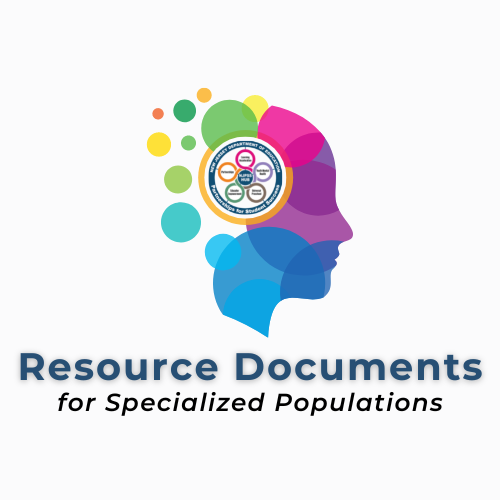 Logo: Resource Documents for Specialized populations (side profile of a person with the NJPSS logo in the center)