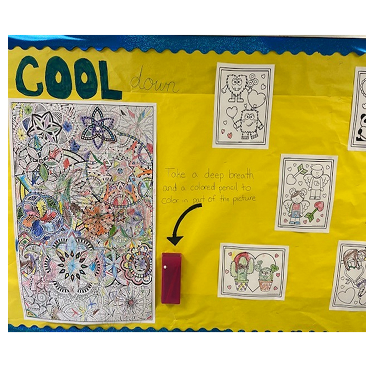 School bulletin board of coloring.