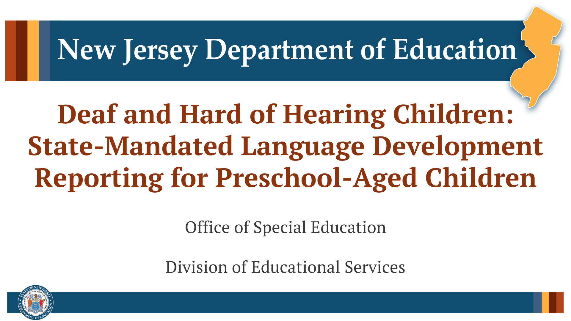 Powerpoint cover page slide with the title of the presentation and an indication that this was developed by the Office of Special Education
