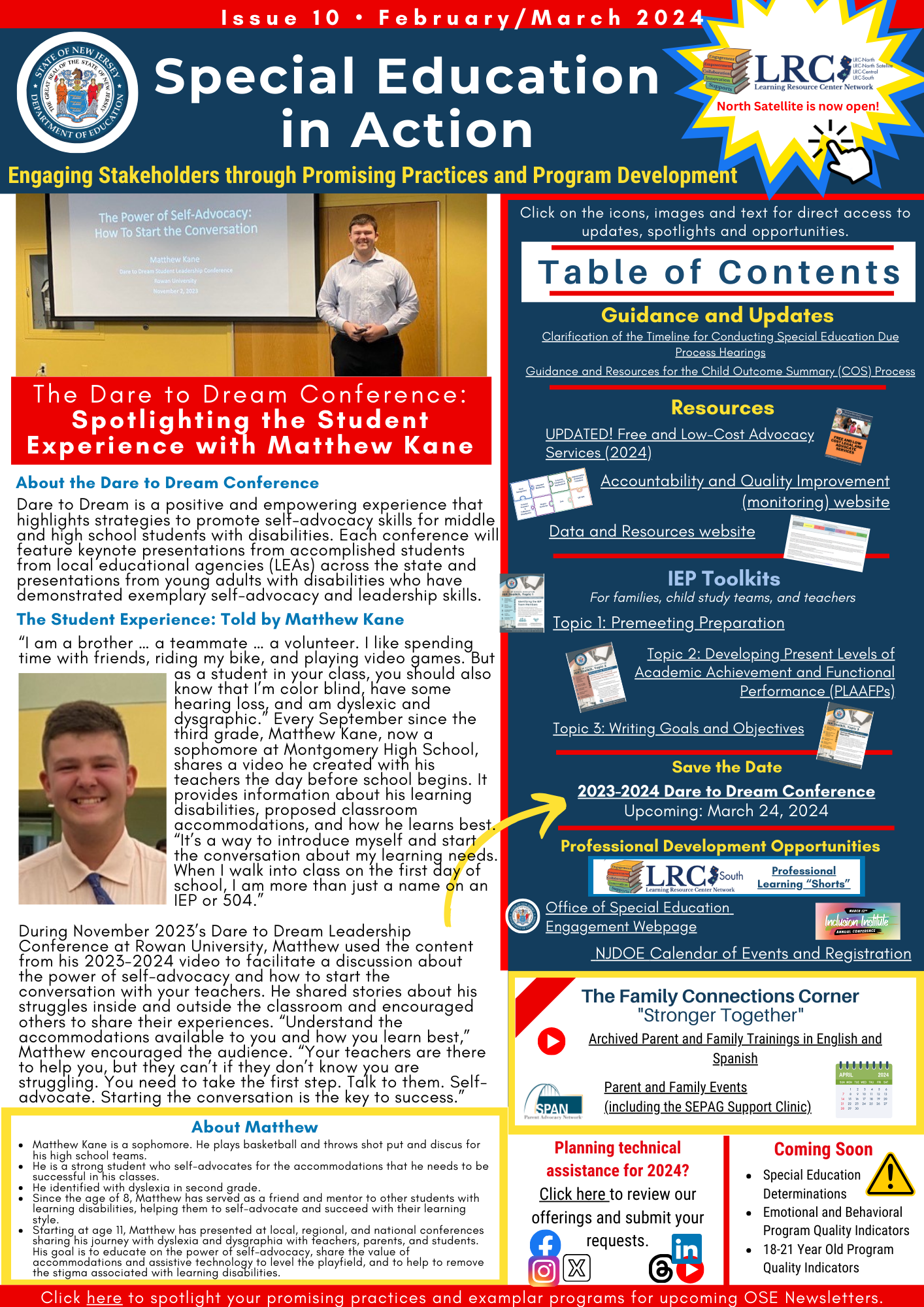 The cover of the 9th issued newsletter for special education in action