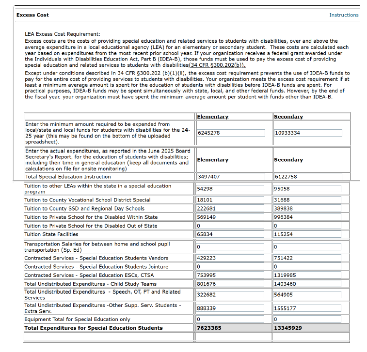 Screen Shot of Verification of Expenditures Screen
