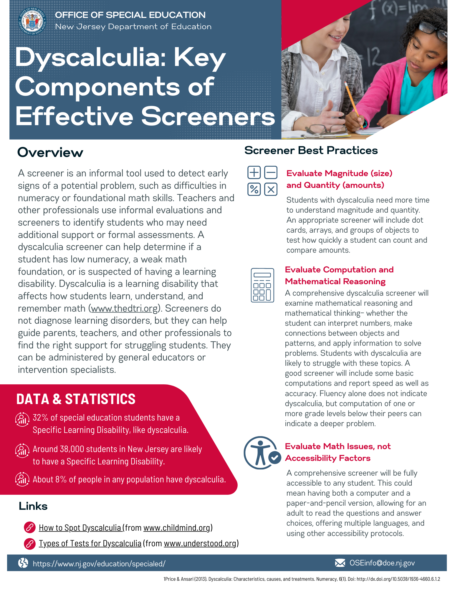 Cover page of dyscalculia resource