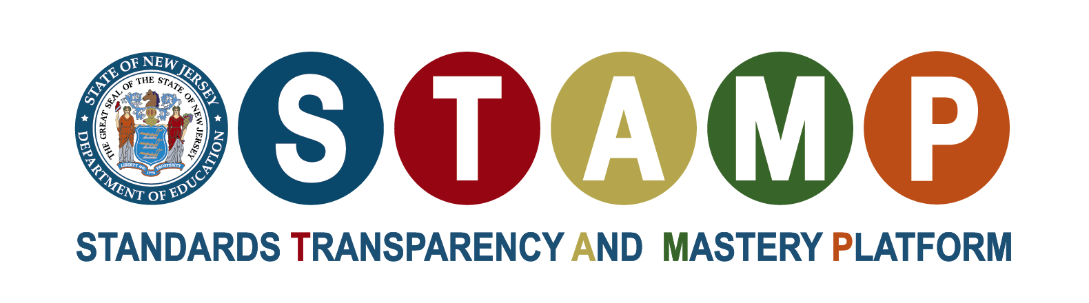 Logo: STAMP. Standards transparency and mastery platform. (State of New Jersey Department of Education)