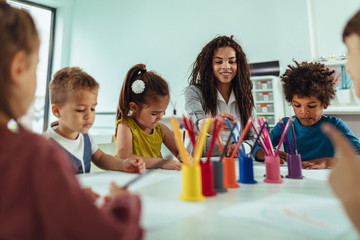 art teacher with students