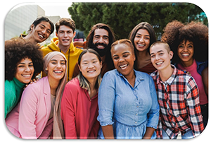 Group of students posing and smiling