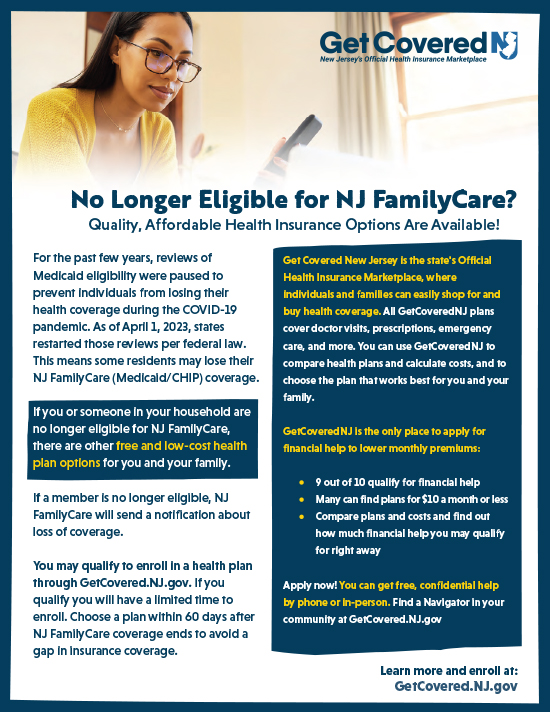 Image of English Loss of NJ FamilyCare Flyer
