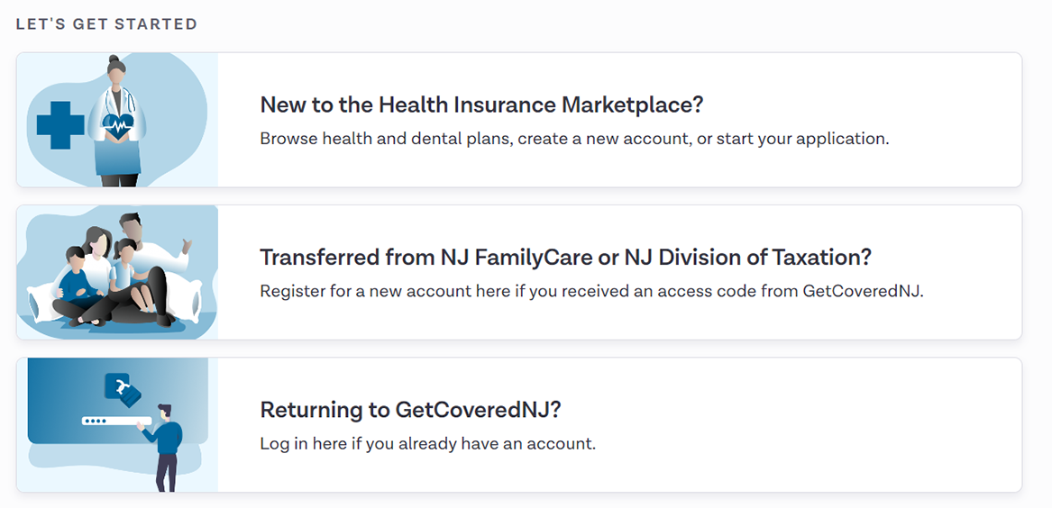 Screenshot: showing where to find Returning to GetCoveredNJ