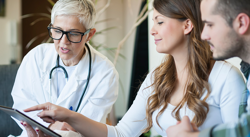 Patients using a tablet