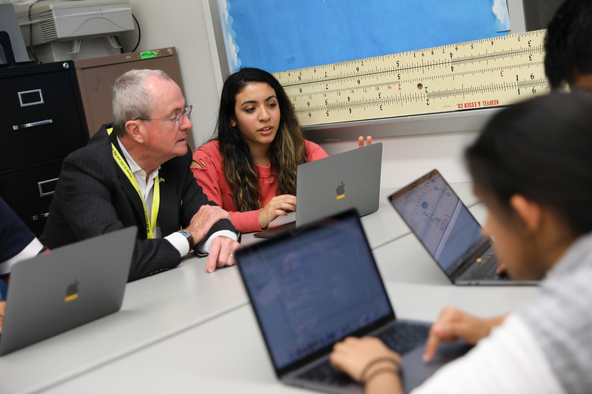 Governor Phil Murphy with a student