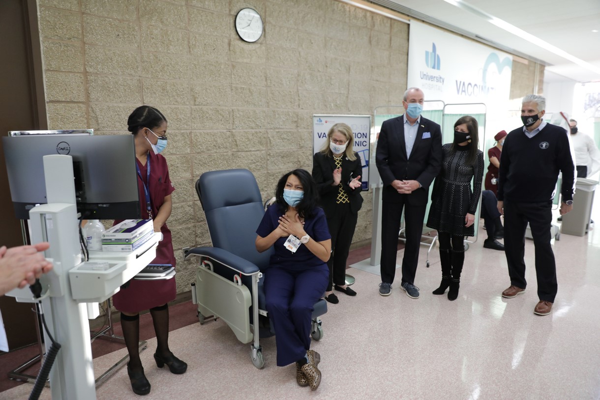 photo: Governor Phil Murphy at UNIVERSITY HOSPITAL'S VACCINE CLINIC AT RUTGERS UNIVERSITY