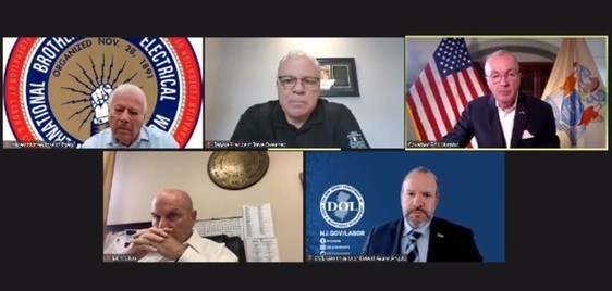 photo: Governor Murphy during Zoom meeting with DOL fficials