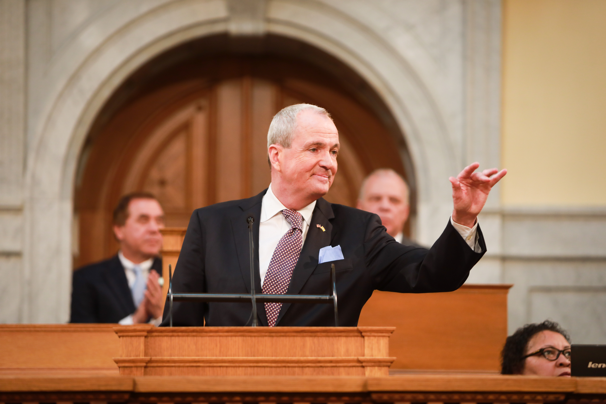 photo: Governor Murphy speaking at lecturn