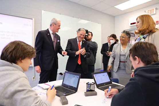 photo:Governor Phil Murphy, Senator John Bramnick, Assemblywoman Nancy Munoz and Acting Education Commissioner Angelica Allen-McMillan