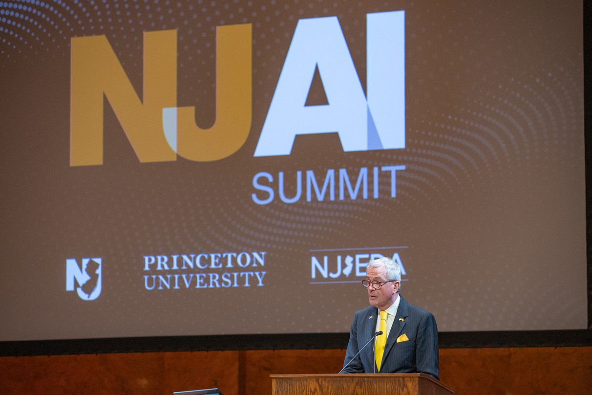 Photo: Governor Murphy is giving a speech about AI Summit Hosted by Princeton University and the Murphy Administration