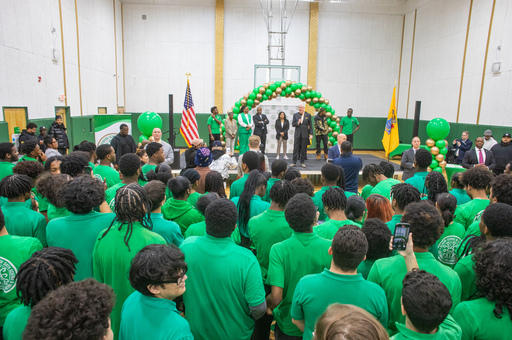 Students wearing green shirts
