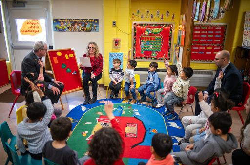 Governor Murphy in a classroom with students