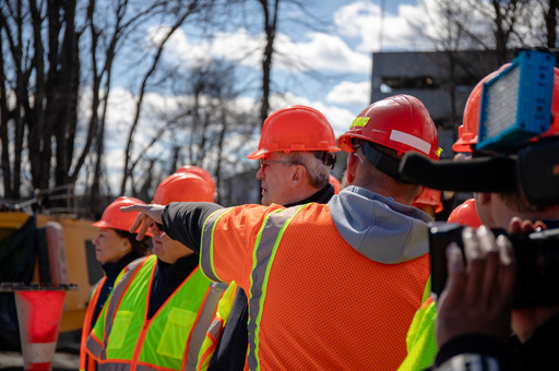 Governor Murphy with construction crew