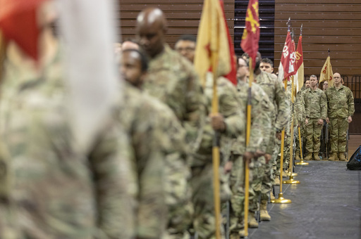 Group of Military Service Personnel, lined up