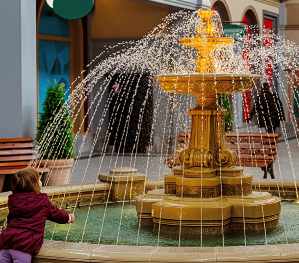 Decorative fountain in building