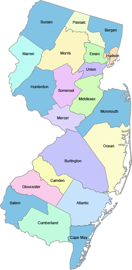 Map of NJ with clickable regions