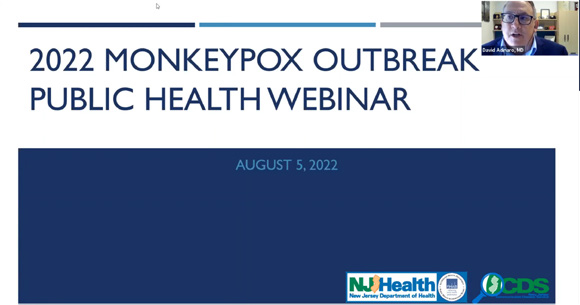 A screenshot from the 2022 monkeypox outbreak public health webinar.